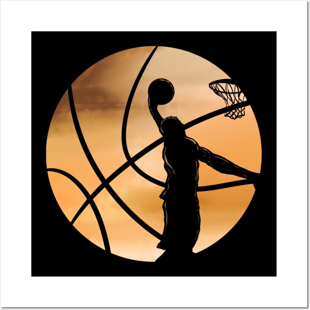 Sundown Basketball Dunkin Shadow Basket Board Wall Art by SinBle